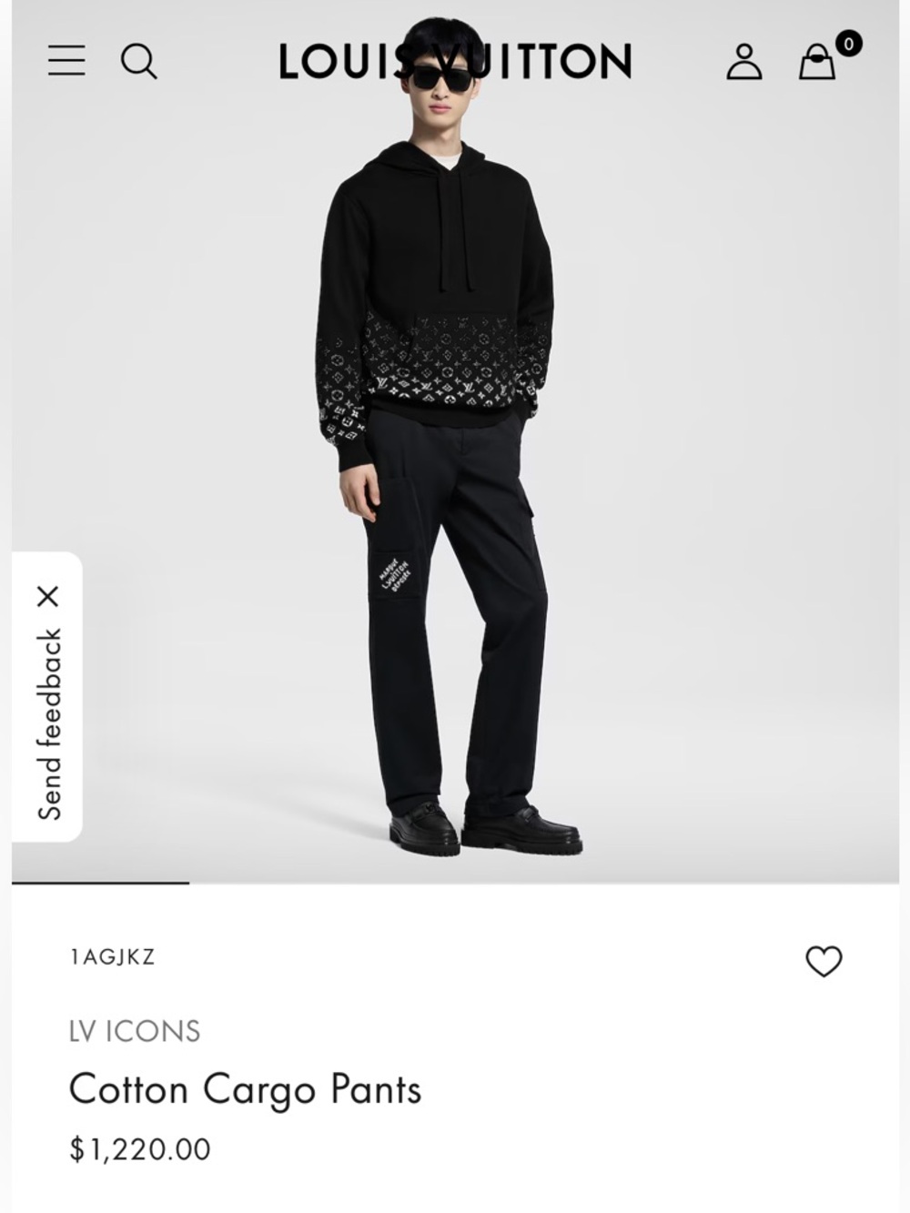 Louis Vuitton Icons Black Cotton Cargo Marque L. Vuitton Déposée embroidery